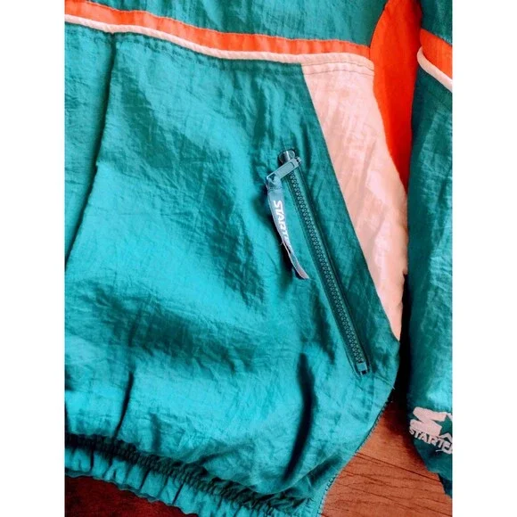 Vintage Starter Jacket NFL 90s Miami Dolphins Puffy Pullover Mens Large - Picture 7 of 16